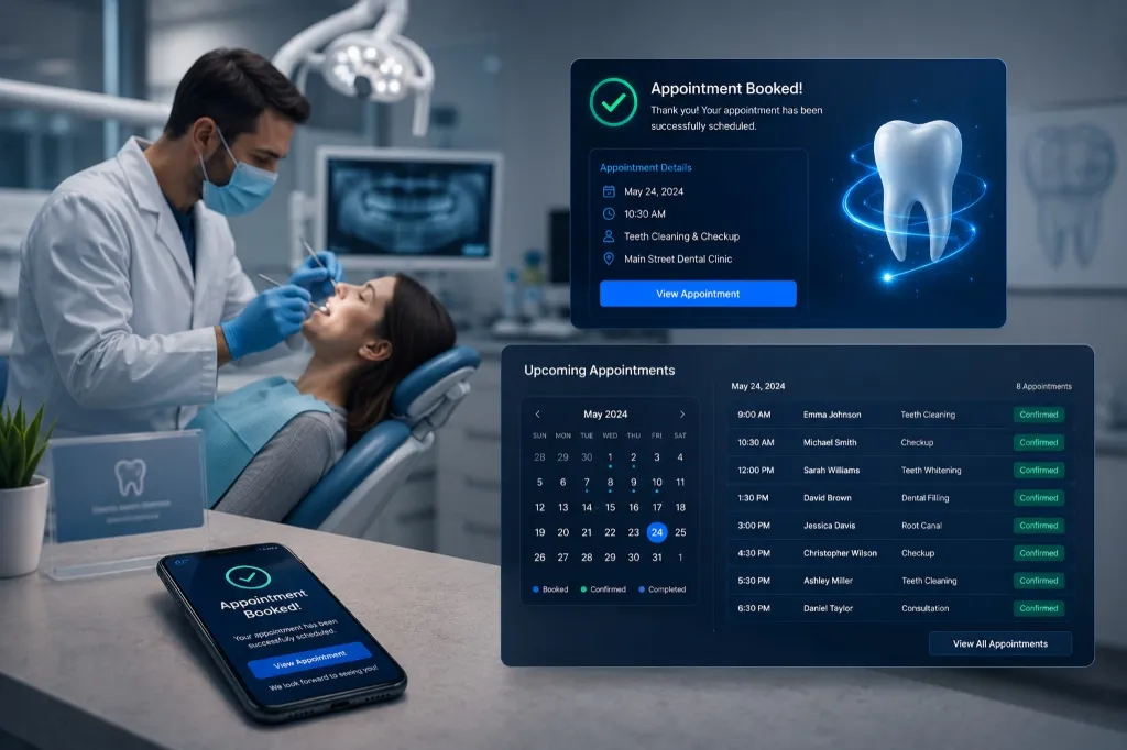 Dental clinic appointment booking system and scheduling dashboard